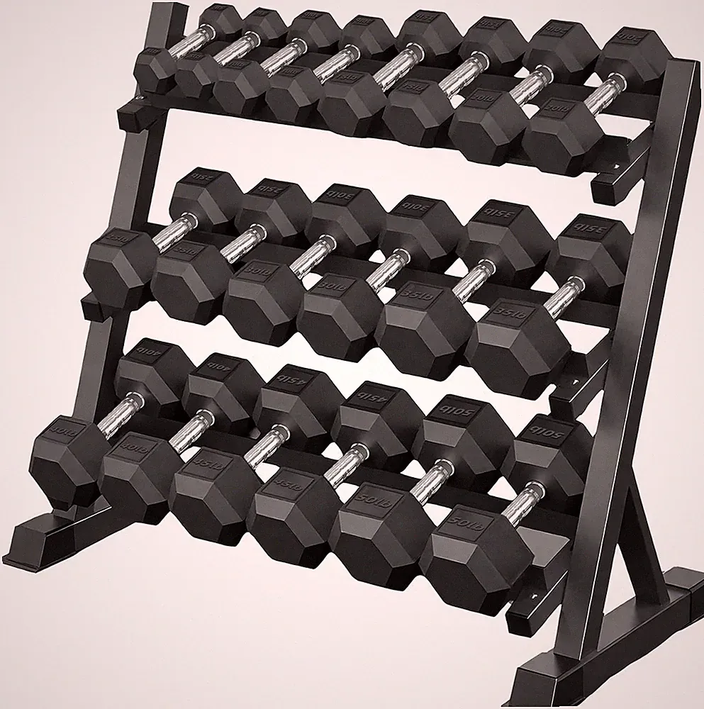 450 lbs Hex Dumbbell Set with Storage Rack, Home Gym, Free Weights