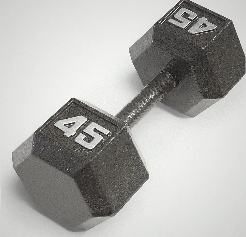 45Lb Cast Iron Hex Dumbbell - 45Lbs - Black - IV-2045 - Single