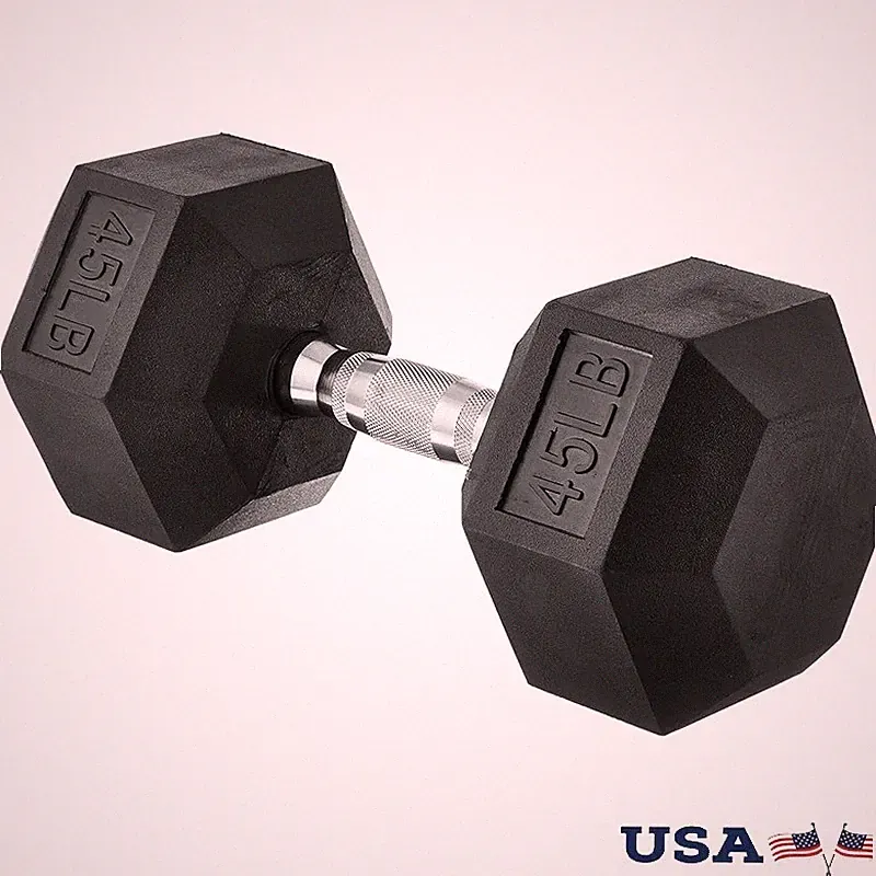 45lb Cast Iron Hex Dumbbell Non-slip Grip Strength Training Weight Home Gym New