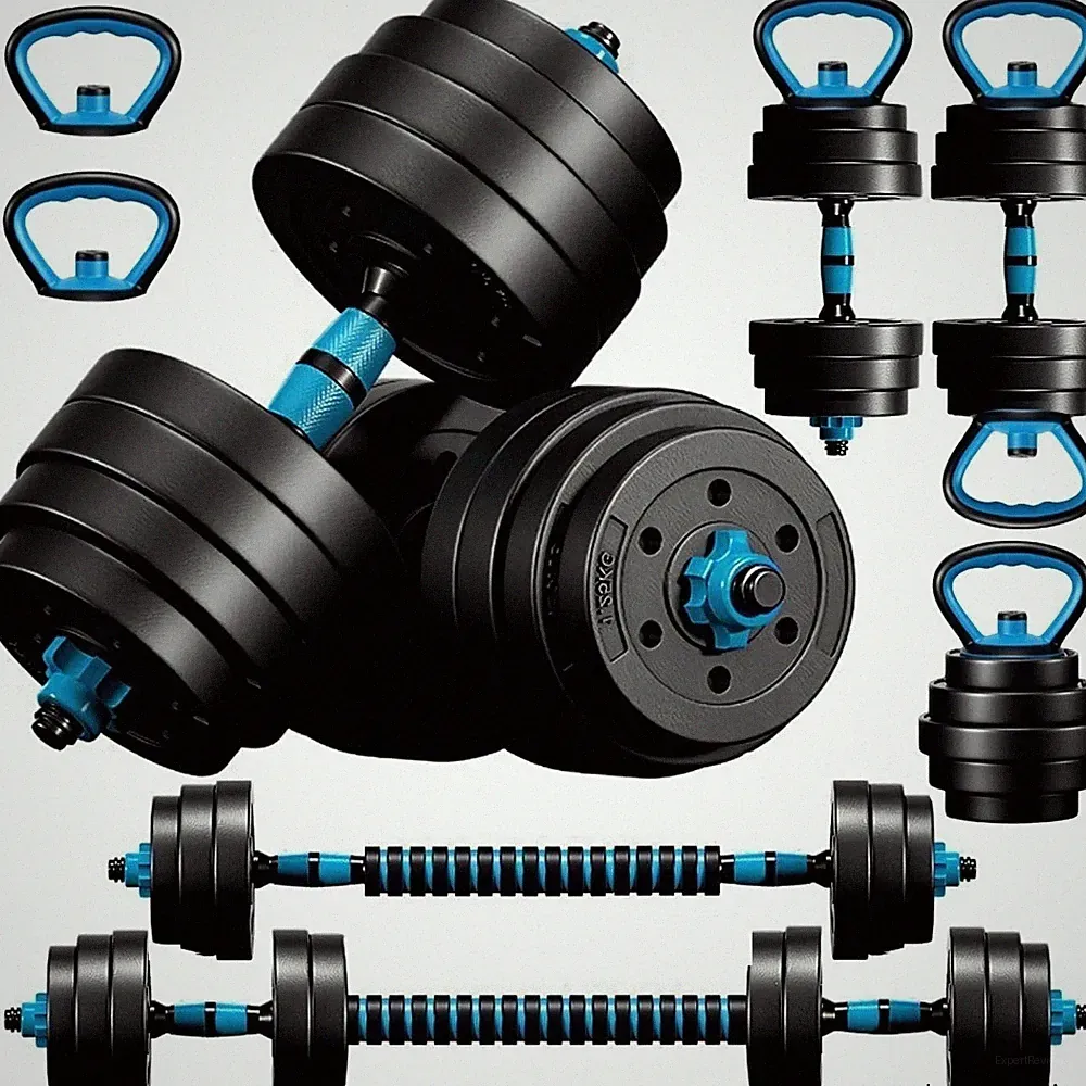 45LBS 4-in-1 Adjustable Dumbbell Kettlebell Barbell Push Up Stand Set