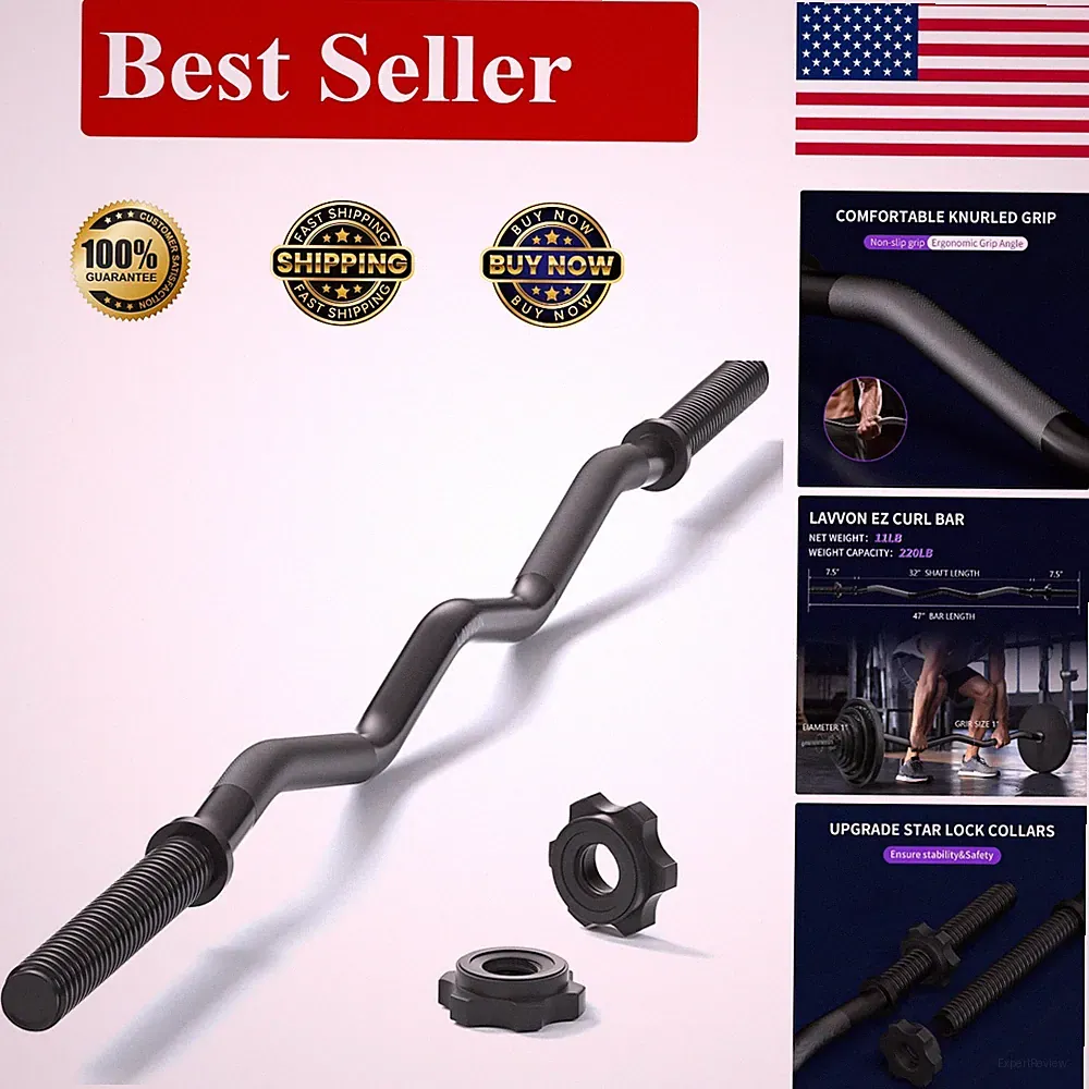 480LB Straight Barbell 60â€ & EZ Curl Bar 47â€, Weight Bar 1â€ Diameter