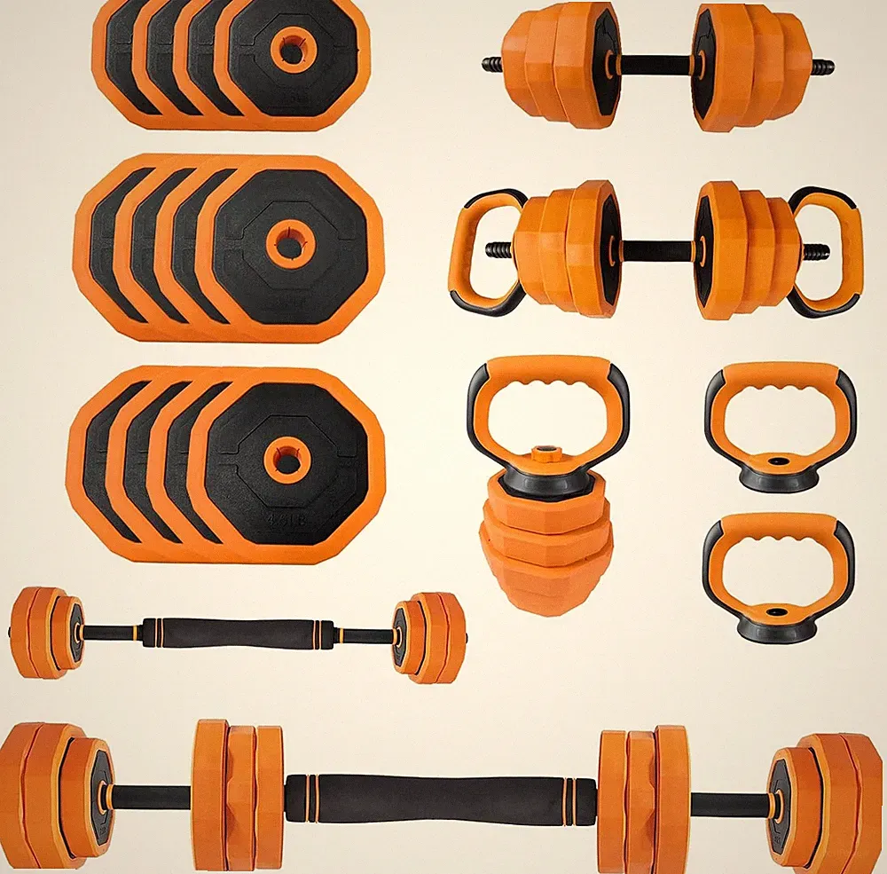 4in1 Adjustable Dumbbell Set 44LB Convertible to Barbell Kettlebell for Gym Home