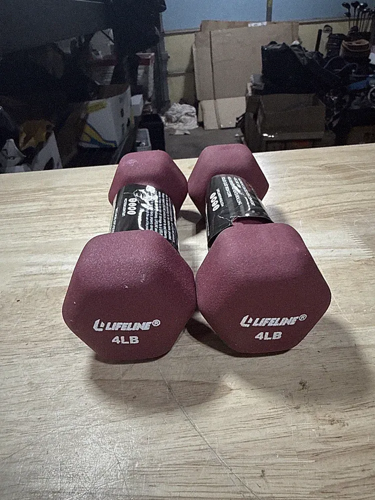 4lb Set Rubber Neoprene Dumbbell Weights Fitness 8lbs Total New READ
