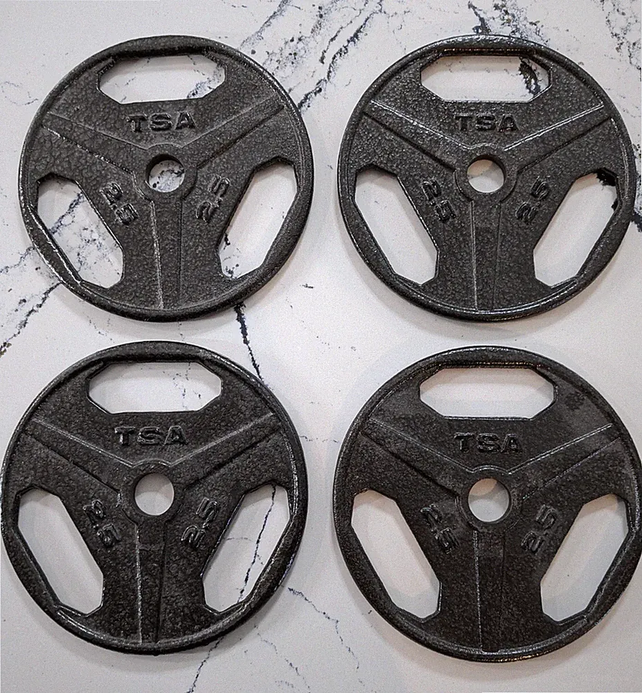 4x TSA 2.5 Pound Grip Gray Barbell Dumbbell Weight Plates 1" Hole Cast Iron