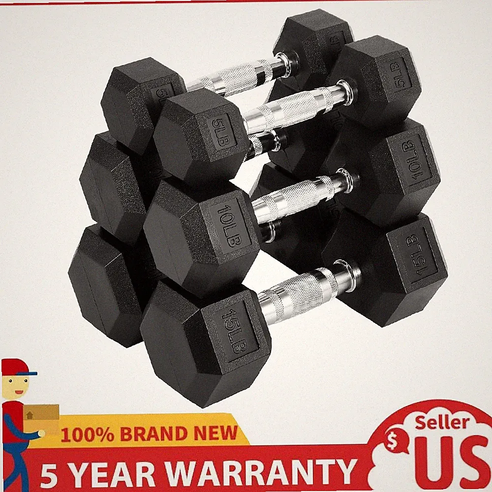 5/10/15 Hex Dumbbell Set Hand Strength Training Workout Fitness Weight Dumbbells