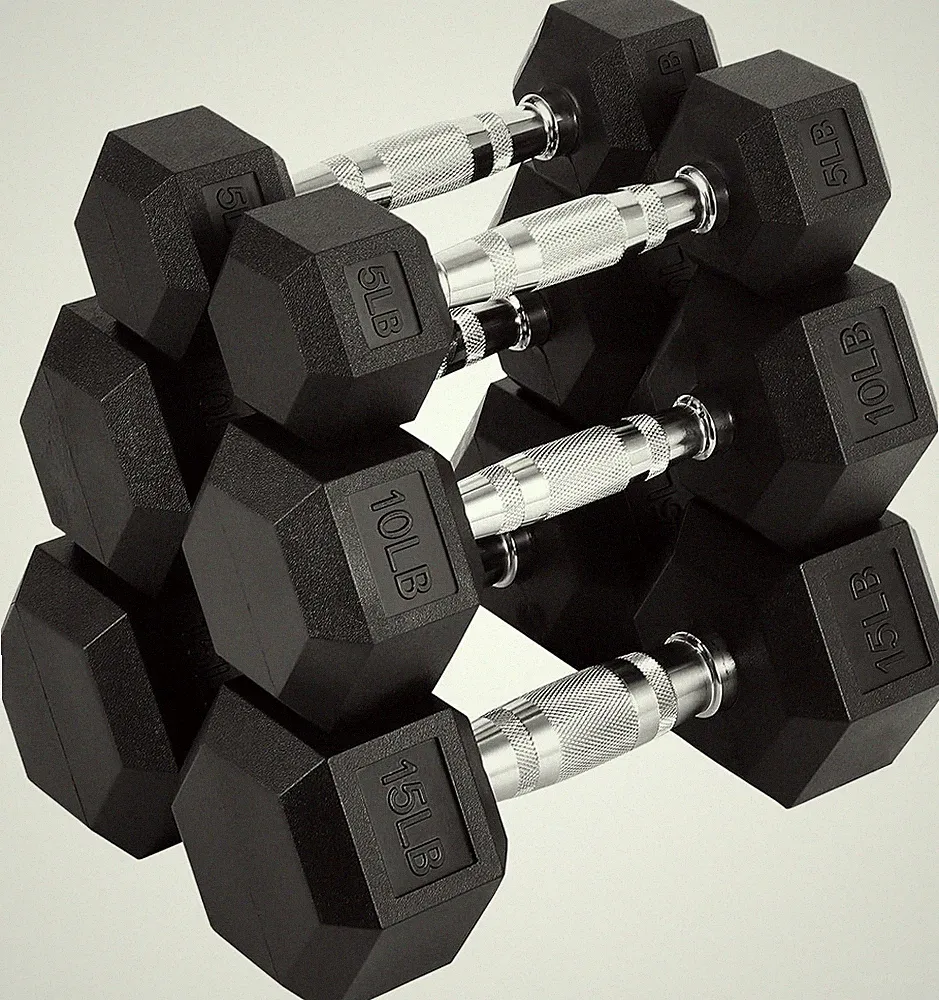 5/10/15 Hex Dumbbell Set Hand Weights Dumbbells Pair Strength Training Set of 2