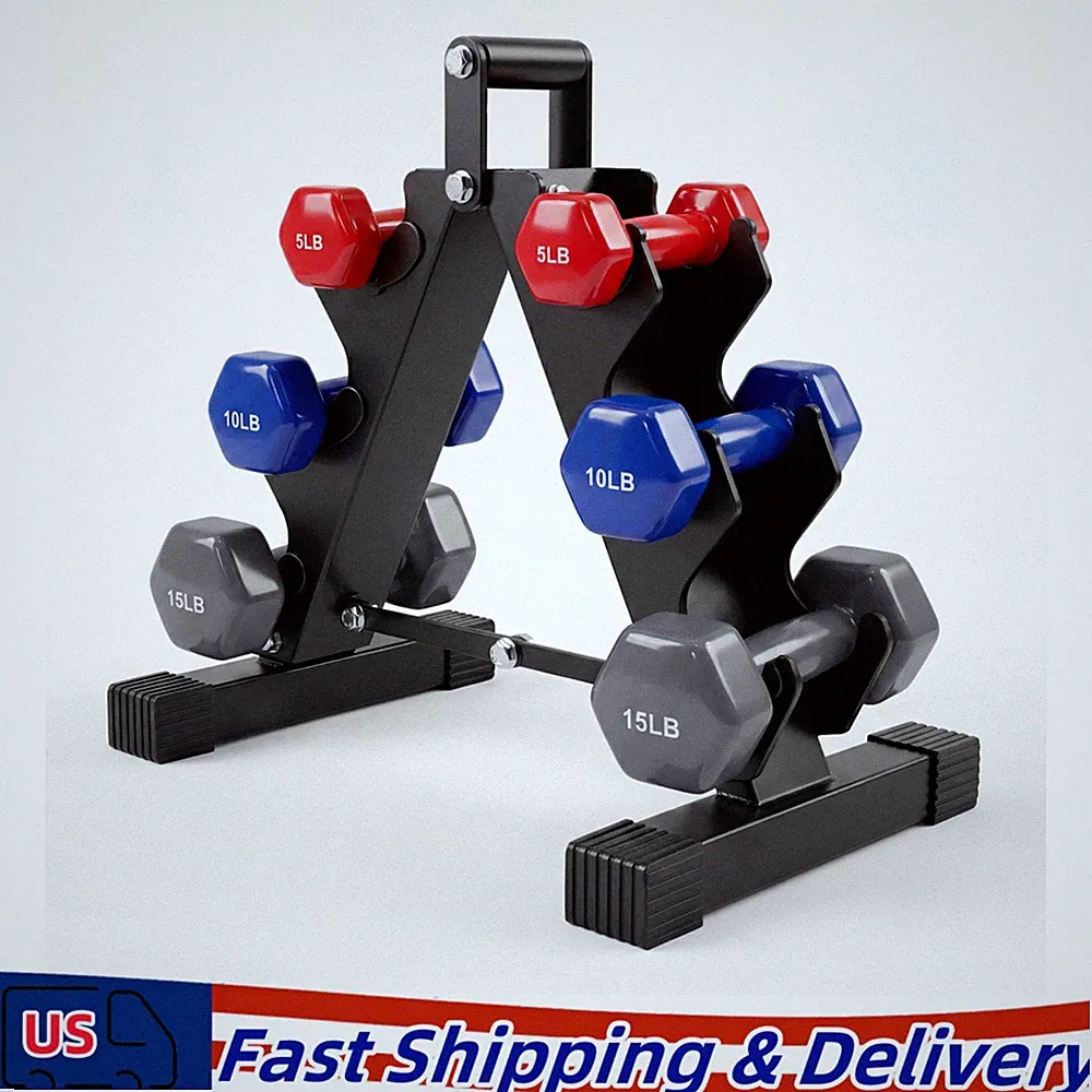 5,10 and 15 Pound Neoprene Dumbbell Free Hand Weight Set w/Rack