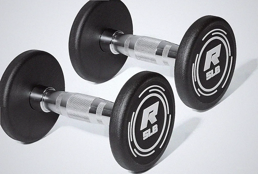 5-250 LBS PVC Encased round Dumbbell Sets with Knurled Handle and Optional Rack