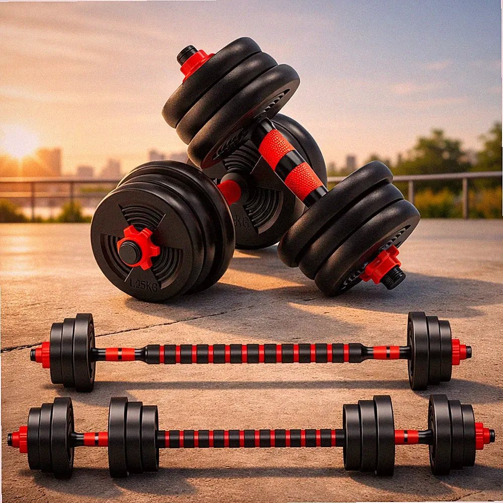 5-44lbs Adjustable Dumbbell to Barbell Set, Anti-Slip Grip, Versatile Home Gym