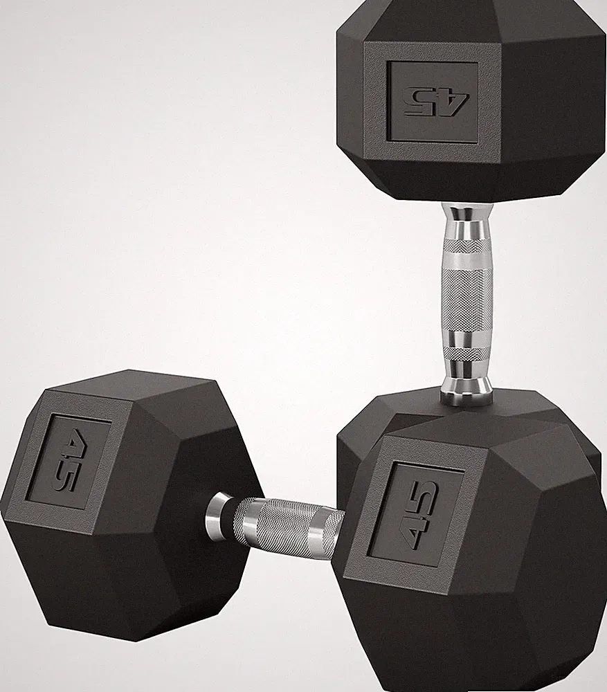 5-50 LB Hex Dumbbell Set of 2, Hand Weights Dumbbells Pair with Cast Iron Core