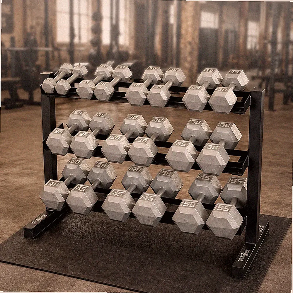 5-50 lb. Hex Dumbbell Set with Storage Rack
