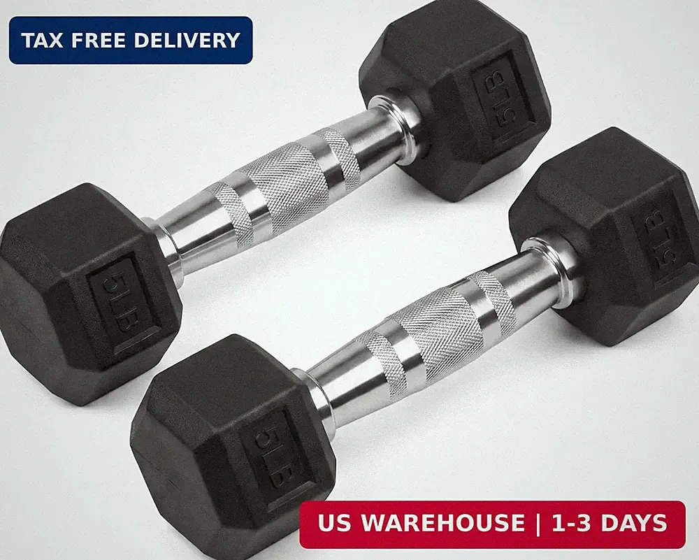5-50 lbs Hex Dumbbell Weight Set With Rack for Home Outdoor Gyms 6-10 Pair Rubbe
