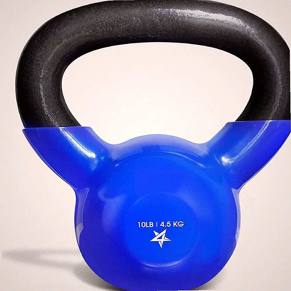 5-60 LBS Kettlebell Vinyl Coated Cast Iron Kettlebell Hand Weight, Dark Blue USA
