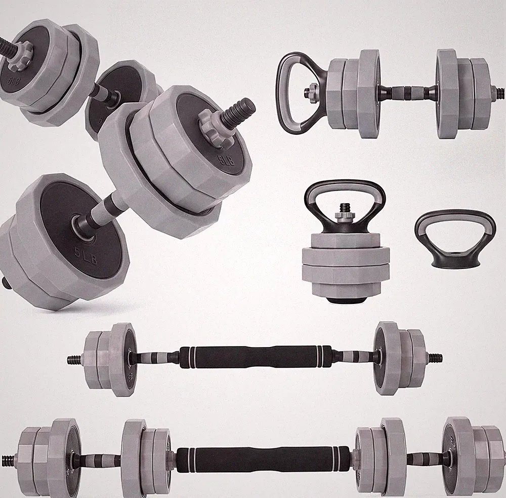 5-in-1 45/65LBS Adjustable Connector Dumbbell Set for Home Gym Barbell Kettlebel