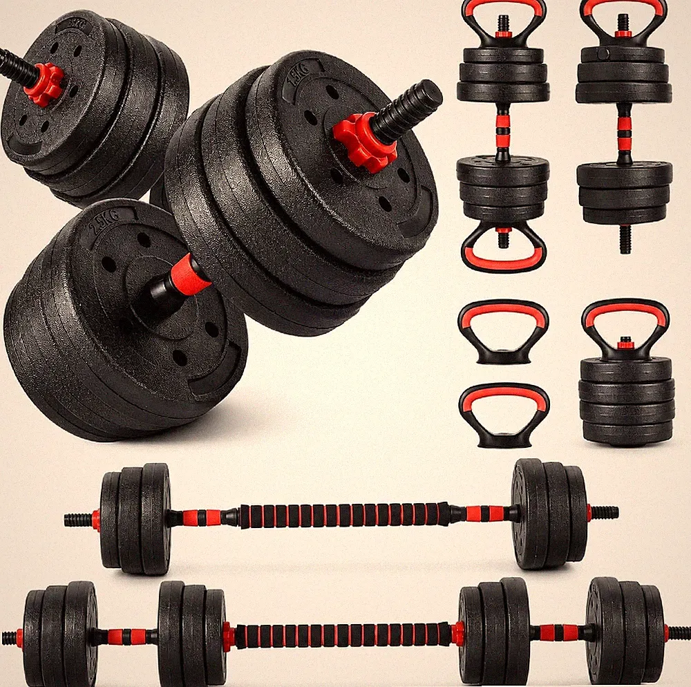 5-in-1 45lbs/55lbs/66lbs Adjustable Dumbbell Set for Home Gym Barbell Kettlebell