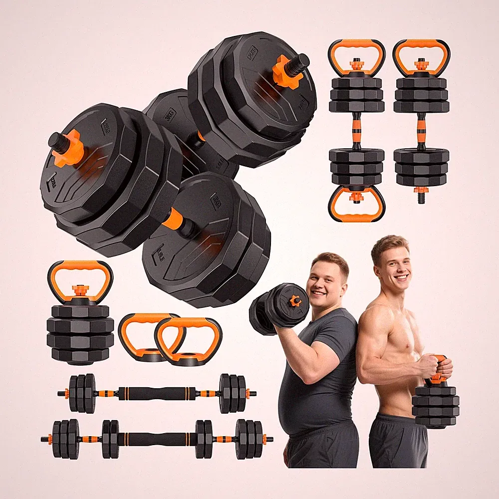 5-in-1 Adjustable Dumbbell Set, 33/44/66/88lbs Free Weights Set with Connecto...