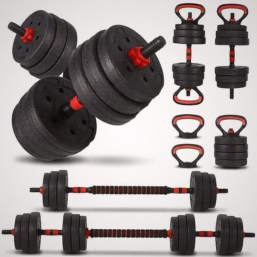 5-in-1 Adjustable Dumbbell Set, 55 lbs – Converts to Barbell, Kettlebell & Pu...