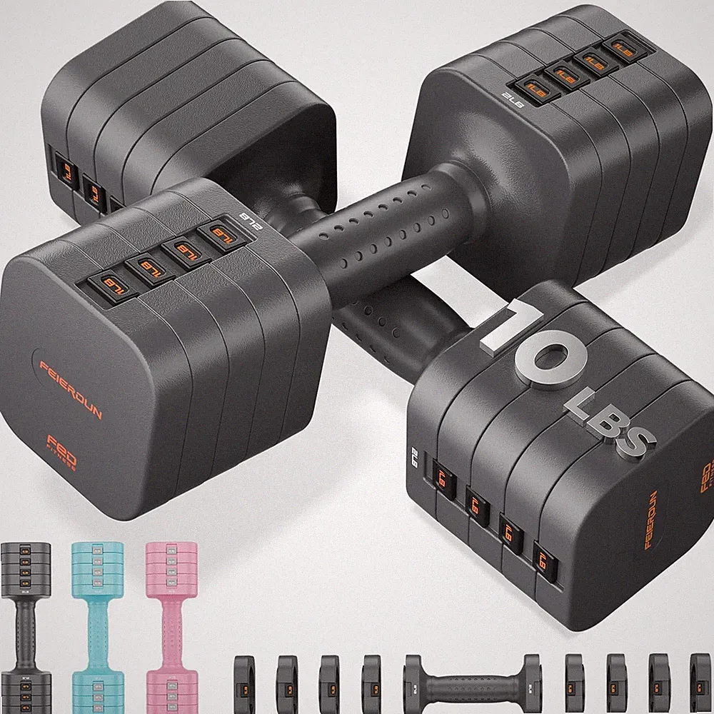 5-in-1 Adjustable Dumbbell Set, 6LB/10LB Weights for Home Gym, Strength Training