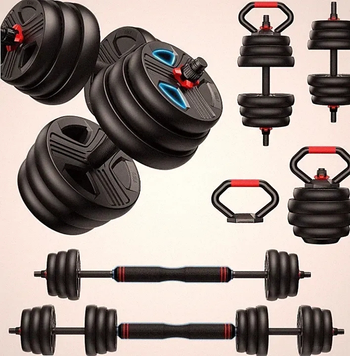 5-in-1 Adjustable Dumbbell Set Barbell Kettlebell Home Gym Fitness Kit Exercises