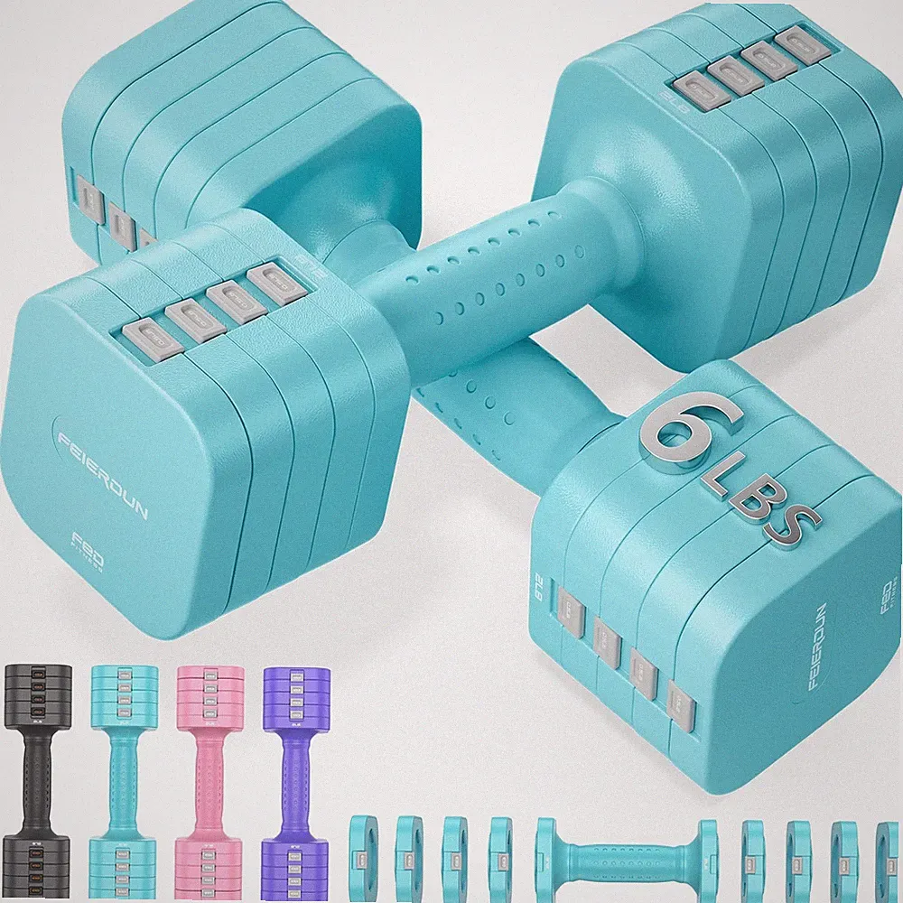 5-in-1 Adjustable Dumbbell Set of 2, 12LBS/20LBS Hand Weights for Women, 1s-A...
