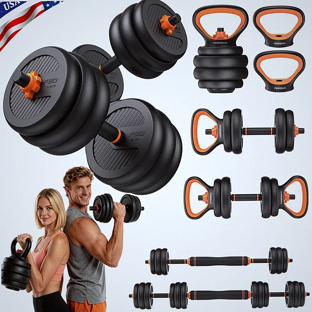 5 in 1 Adjustable Dumbbells Set, 30/45/70/90lbs Free Weights Set With Connector~