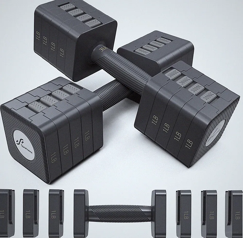 5-in-1 Adjustable Dumbbells Set - Space-Saving Home Gym, 22 lb Pair