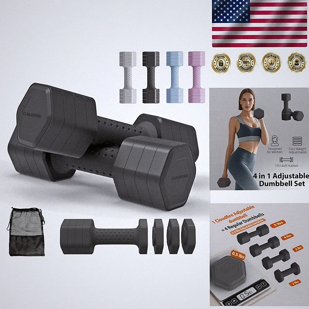 5 lb Adjustable Dumbbell Set with Non-Slip Handle - Perfect for Home Workouts