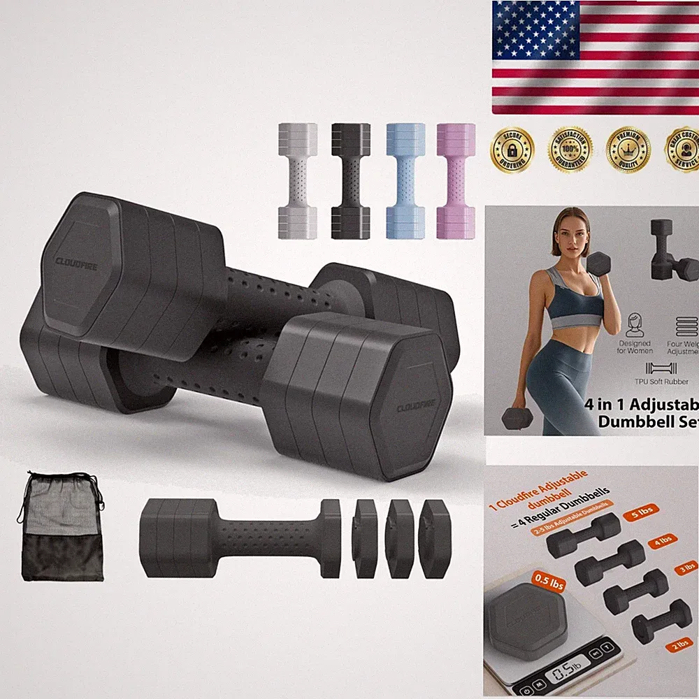 5 lb Adjustable Dumbbell Set with Non-Slip Handle - Perfect for Home Workouts