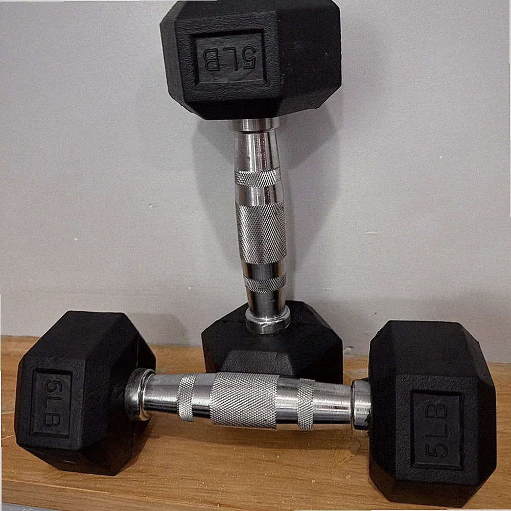 5 Lb Cast Iron Hex Dumbbells Pair (Set Of 2) Anti Slip Grip