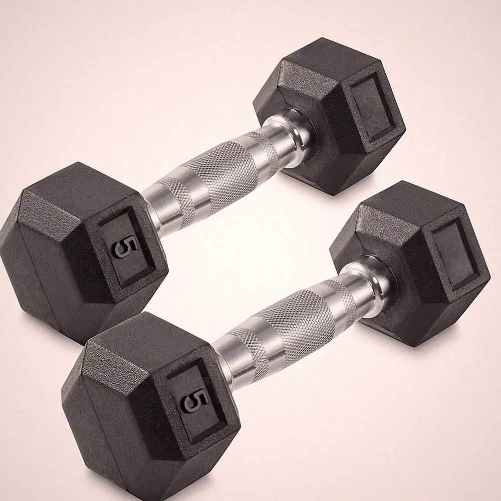 5 lb Pair Rubber Coated Hex Dumbbell Set, 10 Pounds Total