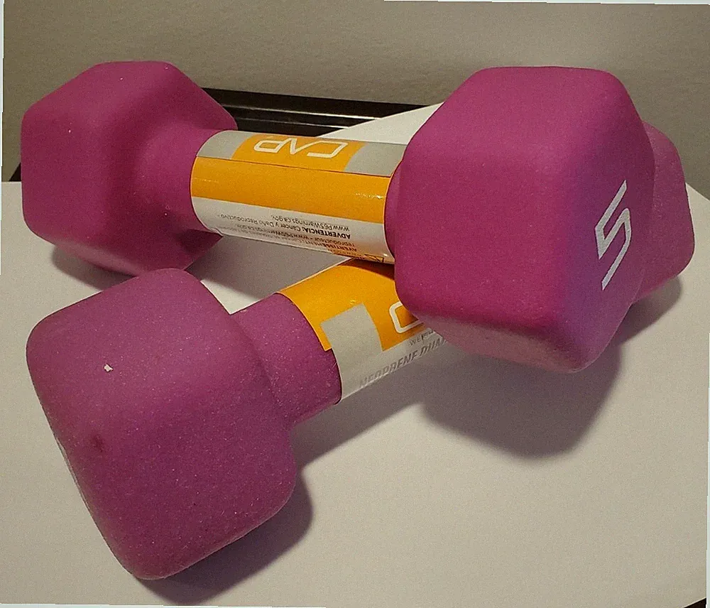 5 LB Weights Rubber Coated Hex Dumbbells NEW Pair • FUSCIA