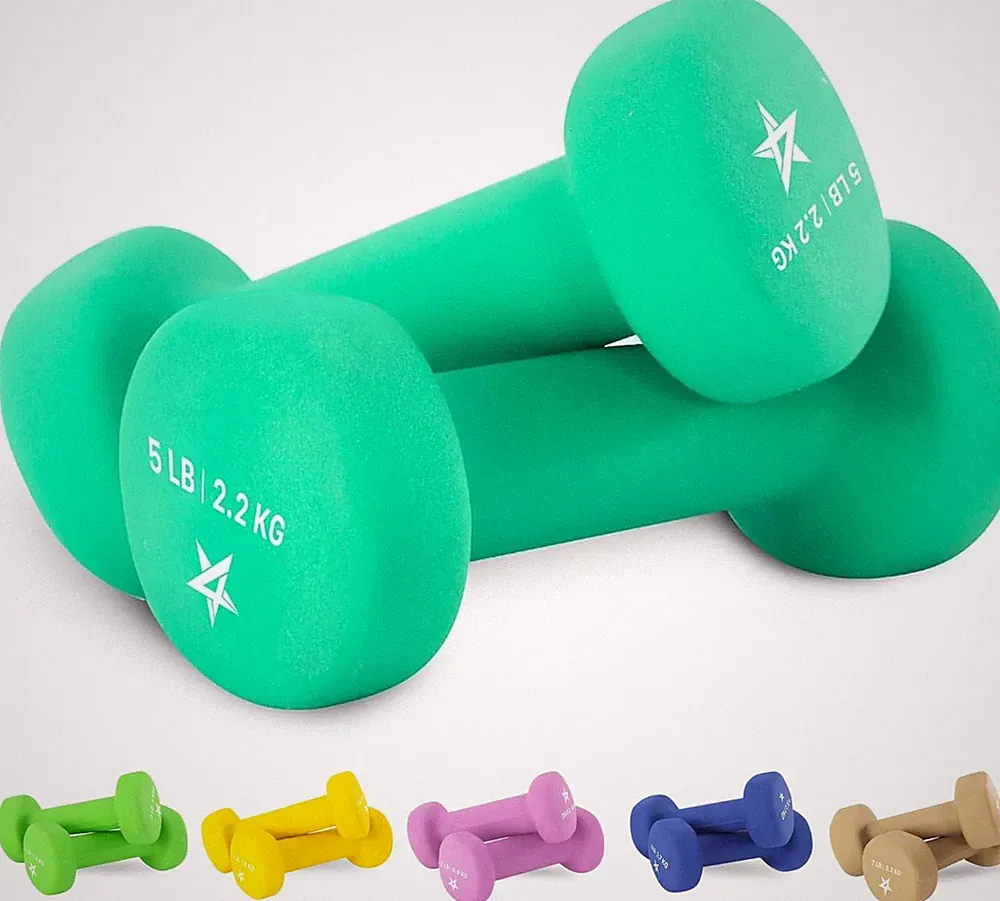 5 Lbs Dumbbells Neoprene with Non Slip Grip – Great for Total Body Workout –...
