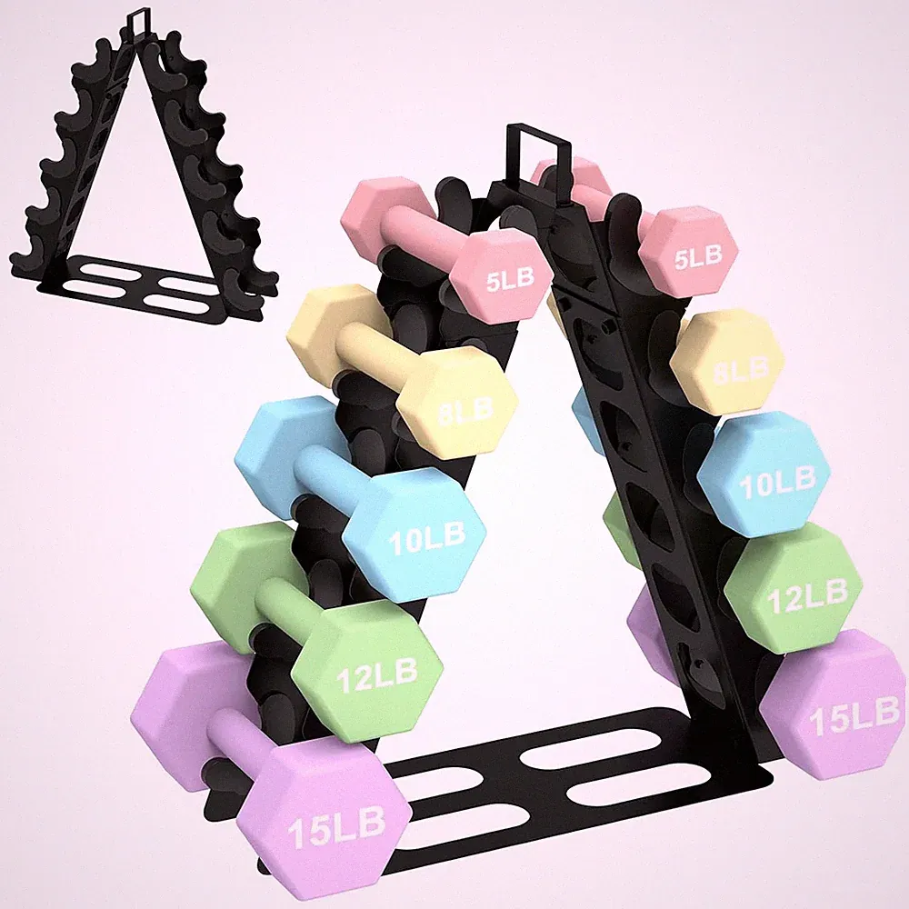5 Tier A Frame Metal Dumbbell Rack Holder Stand Storage Unit Organizer Free
