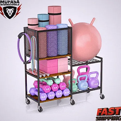 5 Tier Dumbbell Rack, Yoga Mat Storage Holder, Home Gym Storage Rack