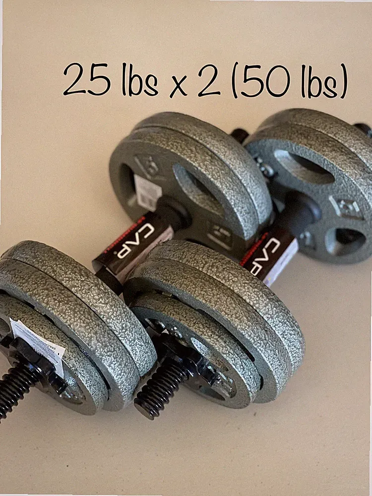 50 lb Adjustable Dumbbells with Weights Plates | 8 x 5 lb + 4 2.5 lb Cap