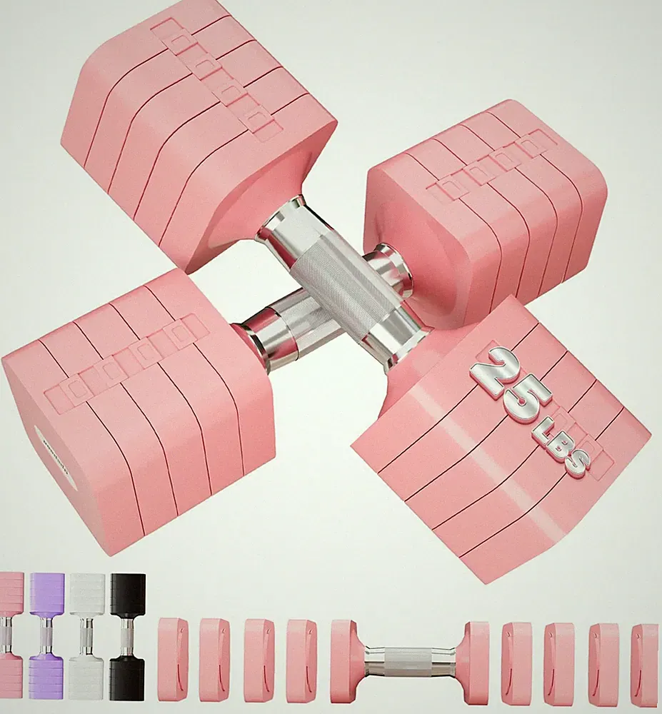 50 LB dumbbells Set 5 in 1 Adjustable Hand Weights Sets for Women Men Free We...