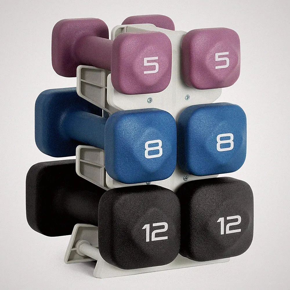 50 LB Neoprene Dumbbell Set with Storage Rack – Non-Slip, Anti-Roll Hand Weig...