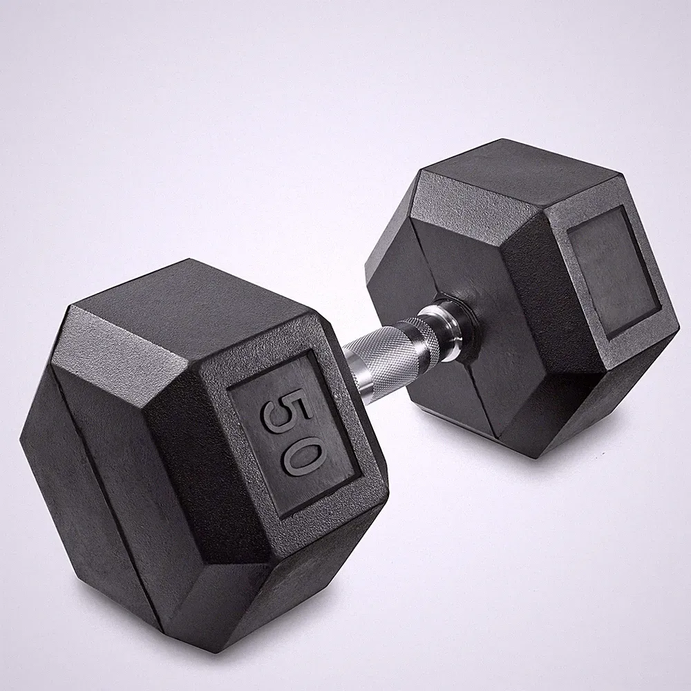 50 lb Rubber Coated Hex Dumbbell Hand Weight, 50 Pounds