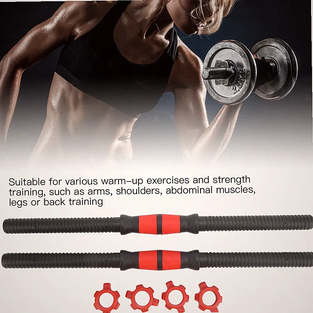 50cm Dumbbell Bars Weight Lifting Dumbbell Handles With 4Pcs Nuts Fitness