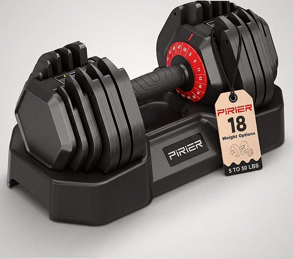 50LB Adjustable Dumbbell Set - 18-in-1 Space-Saving Home Gym Equipment