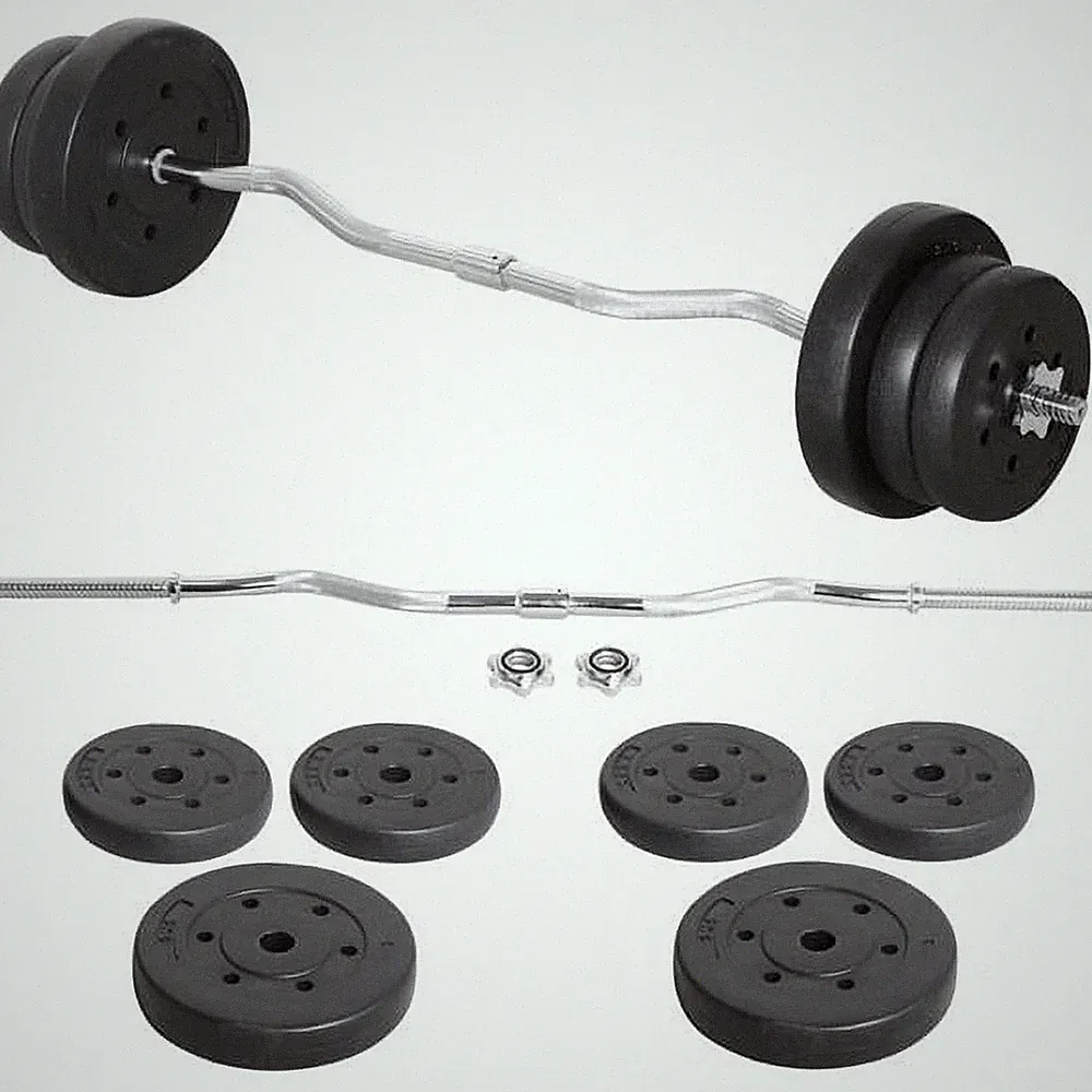 55 lb Barbell Dumbbell Strength Training Weights Curl Bar for Home/Gym Black