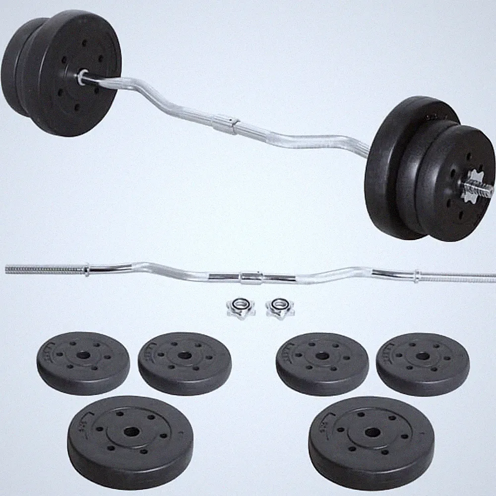 55 Lb Olympic Barbell Weight Set for Gym Lifting Exercise Workout, Black
