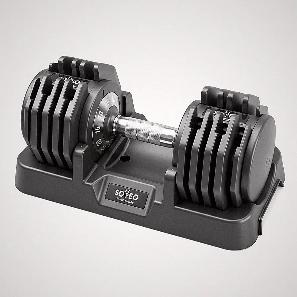 55 LBS Adjustable Dumbbell Iron Material Quick Adjust Weight Non Slip Grip