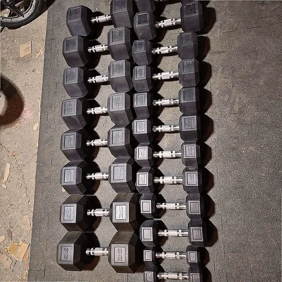 550LB Rubber Hex Dumbbell Set 5–50 lb Pairs Full Set Commercial Gym Weights