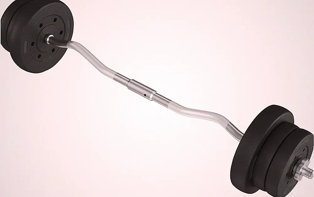 55lb Curling Bar with Weights Barbell Dumbbell Weight Set Gym Lifting Exercise