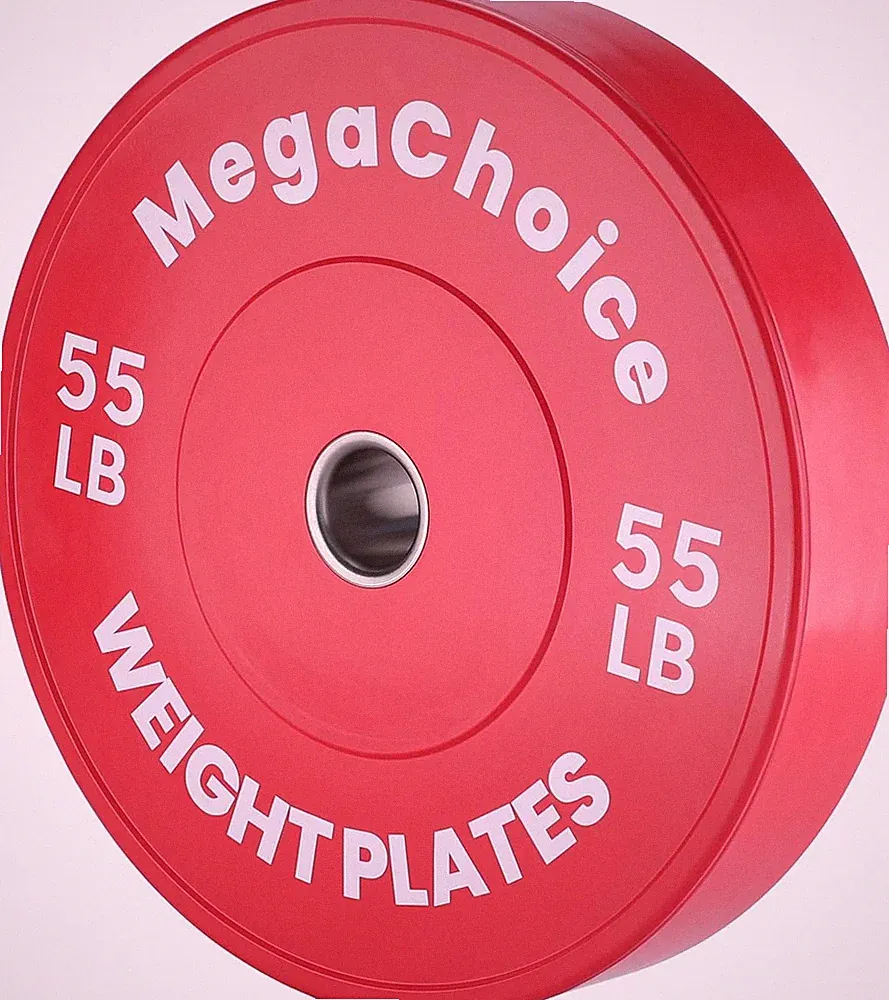 55LB Rubber Weight Plates Olympic Bumper Discs Home Gym Weightlifting Red