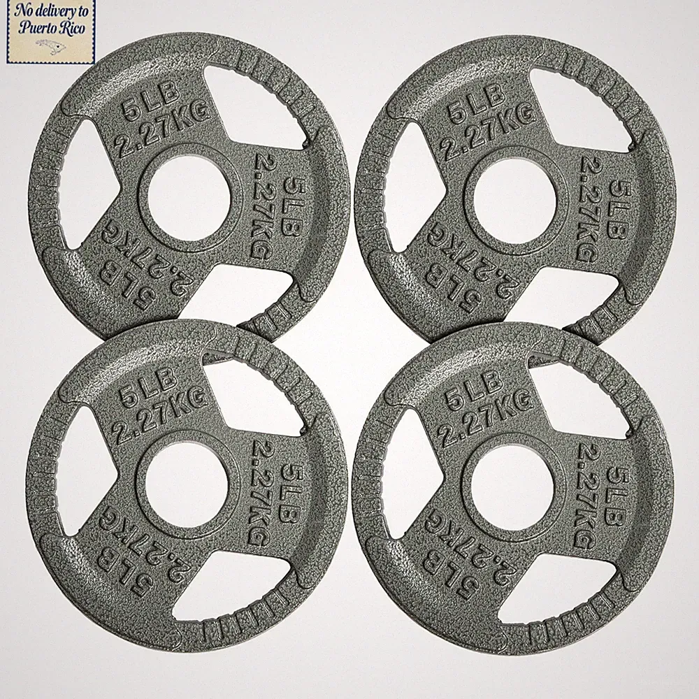 5LB × 4 Cast Iron Weight Plates for Strength Training, Fits 2-Inch Barbell