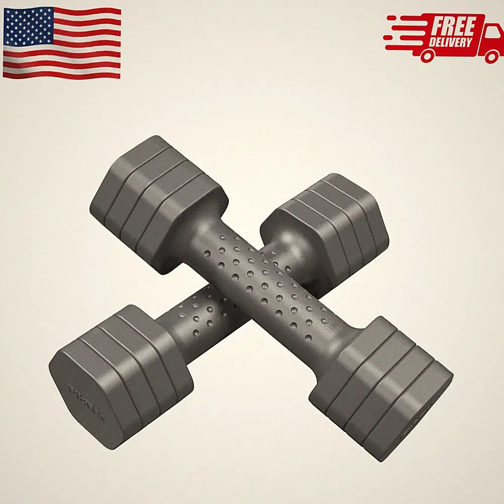 5lb Adjustable Dumbbell Set 4-in-1 Hand Weights Home Gym Gray 2-Pack