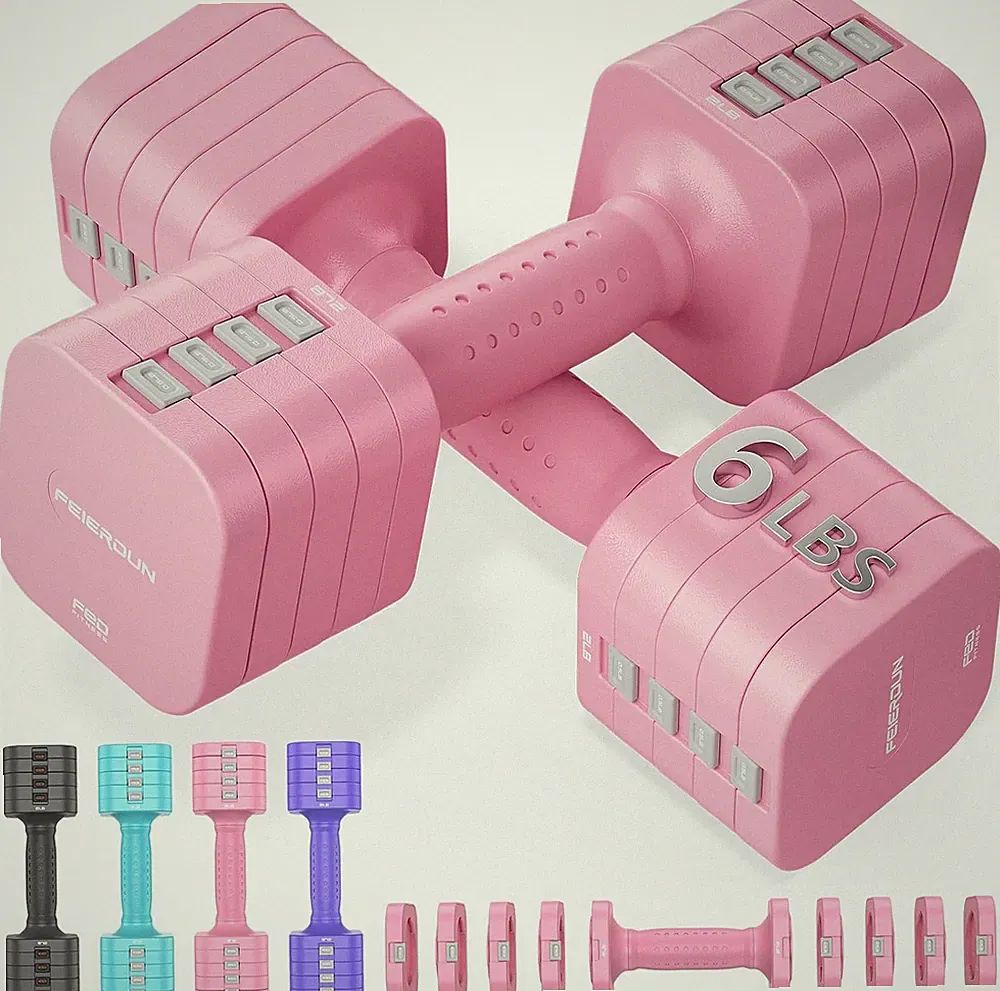 6/10-LB Pair 5-in-1 Adjustable TPU Handle Dumbbell Set