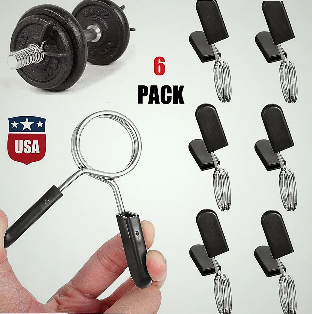 6× Barbell Clamps Dumbbell Spring Clip Circlip Collars 1 Inch Weight Bars Clips